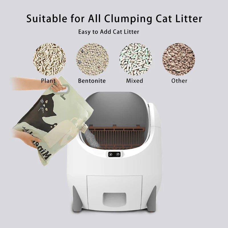 HEYBO Automatic Cat Litter Box Open — App-Controlled, Large Capacity