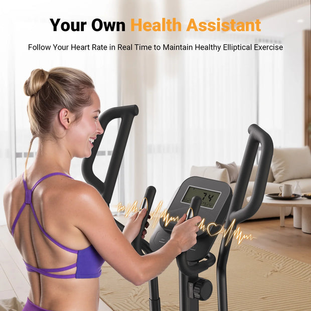 Quiet Elliptical Machine for Home Use, 19" Stride, Low-Impact Cardio, 400 Lbs Capacity, Smooth & Joint-Friendly Exercise Equipment