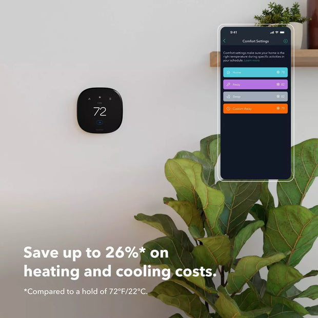 Ecobee Smart Thermostat Enhanced: Energy Star Certified, Compatible with Alexa & Google Assistant, 3-Year Warranty