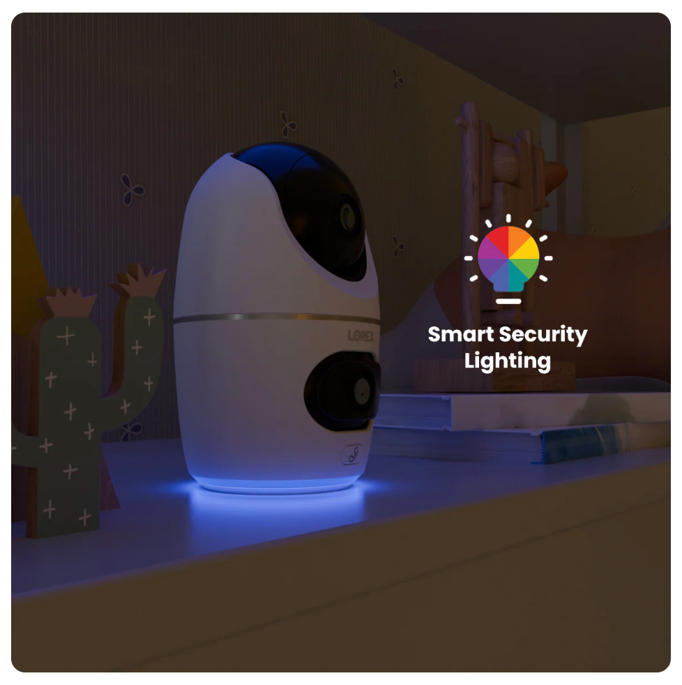 Lorex 2K Wireless Dual-Lens Indoor Pan-Tilt Security Camera – AC-Powered Wi-Fi (Cloud-Enabled, No PoE)