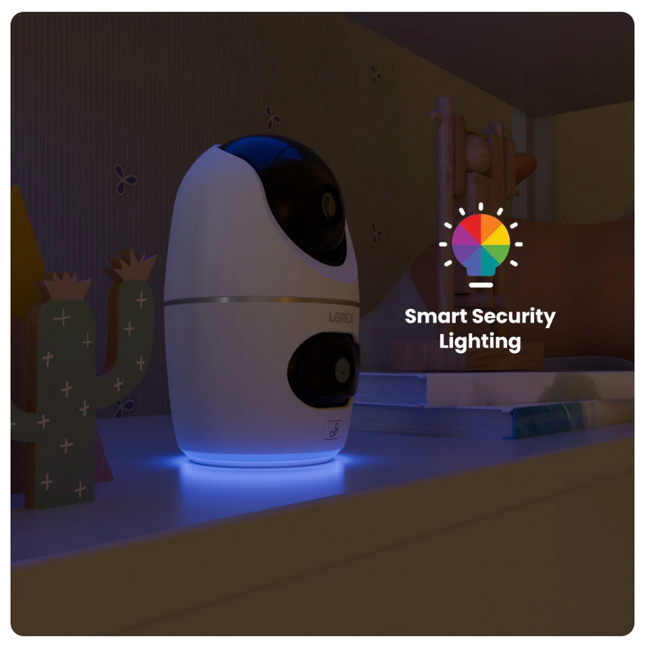 Lorex 2K Wireless Dual-Lens Indoor Pan-Tilt Security Camera – AC-Powered Wi-Fi (Cloud-Enabled, No PoE)