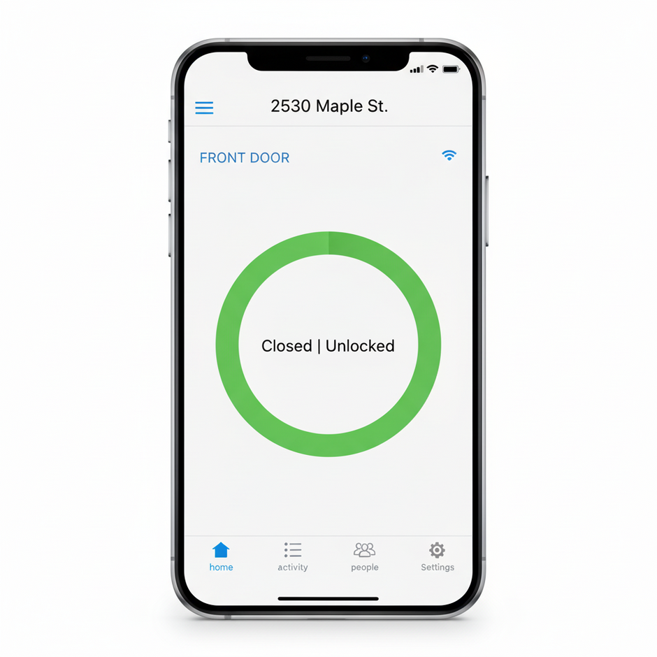 Smart Lock + Connect Wi-Fi Bridge, Satin Nickel, Works with Alexa, Keyless Home Entry from Anywhere