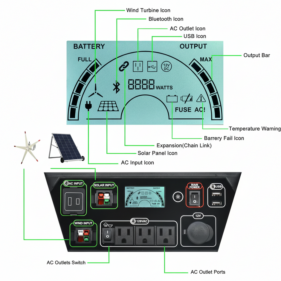 HKNGAUWE Goldwe System Generator W/Solar Panel & Wind Turbine
