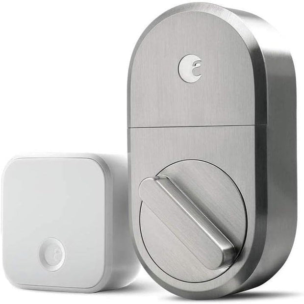 Smart Lock + Connect Wi-Fi Bridge, Satin Nickel, Works with Alexa, Keyless Home Entry from Anywhere